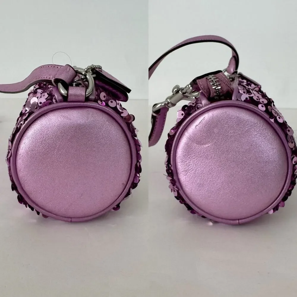 Coach Nolita Limited Edition Barrel Shoulder Demi Bag Lilac Sequin CQ589
